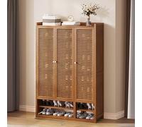 Zapatero de bambú de granja, moderno armario de almacenamiento de zapatos independiente con puerta para entrada, armario, garaje y dormitorio, elegante para todos los tamaños de zapatos