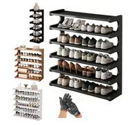 Zapatero De Bambú, Estantería Zapatero De 2 A 6 Niveles, Organizador Zapatos Vertical For Armario, Entrada O Pasillo, Estante Zapateros Estrecho De Gran Capacidad(Black,80 cm/31.5 in(6 Tier))