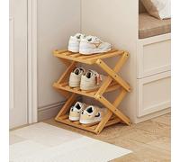 Zapatero de bambú - Organizador de pie de 3 niveles para entrada, armario y pasillo - Solución estrecha ideal para espacios pequeños, color: madera, tamaño: 3 niveles