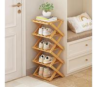 Zapatero de bambú, organizador de pie de madera de 5 niveles para entrada y pasillo, solución perfecta para espacios pequeños