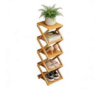 Zapatero de Bambú, Organizador de Zapatos Plegable Alto y Estrecho, Estantería Multifuncional que Ahorra Espacio para Entradas, eEsquinas, Dormitorios, Balcones, 5 Capas (Reforzadas y Engrosadas)