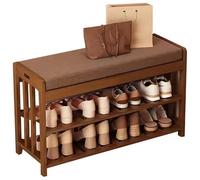 Zapatero de bambú resistente con compartimento oculto, moderno diseño industrial, gabinete de almacenamiento de zapatos para sala de estar, pasillo, entrada, 50/60/70/80/90 cm x 27 cm
