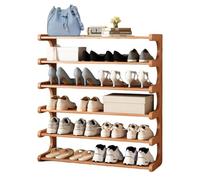Zapatero de bambú y estante de exhibición - Solución de almacenamiento multifuncional de escritorio abierto de 6 niveles para zapatos y libros, organizador de entrada y hogar