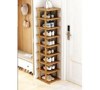 Zapatero de bambú, zapatero de espacio estrecho, estantes verticales para zapatos, organizador de zapatos apilable para pasillo, dormitorio, entrada, armario, gran volumen, fácil instalación (26 cm, 9
