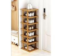 Zapatero de bambú, zapatero de espacio estrecho, estantes verticales para zapatos, organizador de zapatos apilable para pasillo, dormitorio, entrada, armario, gran volumen, fácil instalación (26 cm, 7