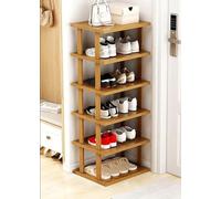 Zapatero de bambú, zapatero de espacio estrecho, estantes verticales para zapatos, organizador de zapatos apilable para pasillo, dormitorio, entrada, armario, gran volumen, fácil instalación (48 cm, 6