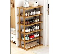 Zapatero de bambú, zapatero de espacio estrecho, estantes verticales para zapatos, organizador de zapatos apilable para pasillo, dormitorio, entrada, armario, gran volumen, fácil instalación (65 cm, 6