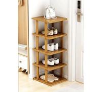Zapatero de bambú, zapatero de espacio estrecho, estantes verticales para zapatos, organizador de zapatos apilable para pasillo, dormitorio, entrada, armario, gran volumen, fácil instalación (26 cm, 5