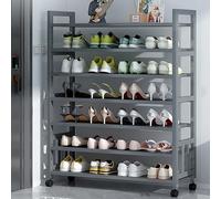 Zapatero de entrada de alta capacidad con ruedas, almacenamiento de zapatos ajustable para pasillo y balcón y diseño que ahorra espacio, perfecto para la nización en el hogar