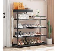 Zapatero de entrada de varias capas con marco de almacenamiento, estante para zapatos, soporte para guardar zapatos con compartimento de tela extraíble, organizador de zapatos para pasillo de entrada