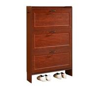 Zapatero de entrada Zapatero delgado de estilo chino, organizador zapatos independiente con 3 cajones abatibles, ahorro espacio, gabinete almacenamiento entrada gancho lateral(75x17x120CM)