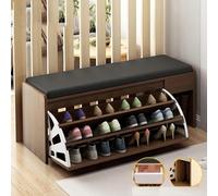 Zapatero de entrada, zapatero independiente de madera con almacenamiento superior, cajón oculto y estantes abiertos para organización del hogar