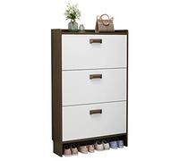 Zapatero de gran capacidad con fondo abierto, delgado color gris y blanco, con 3 cajones, solución de almacenamiento para la entrada del hogar, 70 x 17 x 118 cm y 60 x 17 x 118 cm