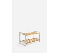 Zapatero de madera 2 niveles - Blanco/Natural