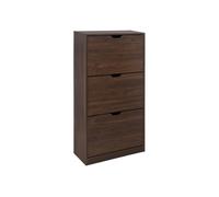 Zapatero de madera con 3 cajones estilo decorativo, shooz, nogal, 60x23.5x119.5 cm