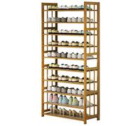 Zapatero de madera de 10 niveles, apilable y portátil, a prueba de polvo, solución de almacenamiento para armario, fácil de montar, 60 cm de altura, diseño de ahorro de espacio para una ordenada