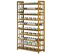 Zapatero de madera de 10 niveles, apilable y portátil, fácil montaje, diseño a prueba de polvo, 60 cm de altura, ideal para zapatos y botas, ahorro de espacio