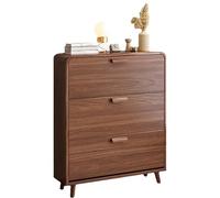 Zapatero de madera de 3 niveles, armario zapatero abatible para pasillo, organizador estrecho de zapatos, mueble zapatero delgado, unidad de madera para entrada, dormitorio, sala de estar (B 80 x 17 x