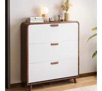Zapatero de madera de 3 niveles, armario zapatero abatible para pasillo, organizador estrecho de zapatos, mueble zapatero delgado de madera para entrada, dormitorio, sala de estar (A 62 x 17 x 118,5 c