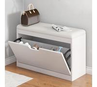 Zapatero de madera de entrada baja, piso inclinado, elegante zapatero para pasillo y dormitorio, diseño que ahorra espacio