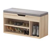 Zapatero de madera maciza con cojín de tela para entrada y pasillo, multifuncional, cambiador de zapatos para el hogar (60 x 30 x 43 cm)