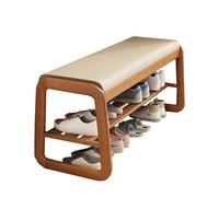 Zapatero de madera maciza de 2 niveles con cojín de asiento, taburete cambiador de zapatos y banco para entrada, zapatero de 55/80/100 cm, elegante para pasillo y entrada