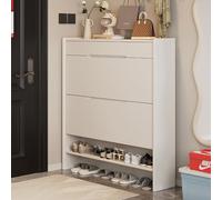 Zapatero de madera maciza - Entrada multicapa con tapa abatible y cajón grande - Elegante solución de almacenamiento en la puerta delantera para zapatos, botas y zapatillas