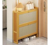 Zapatero de madera ultrafino con cajones plegables que ahorra espacio para entrada, pasillo, dormitorio, elegante solución de almacenamiento montada en la pared