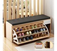 Zapatero de madera, zapatero de entrada con cubo de almacenamiento superior y estantes abiertos, organizador de zapatos independiente para entrada, sala de estar, pasillo y apartamento, 100 cm