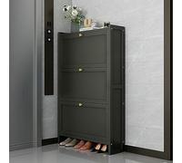 Zapatero de madera, zapatero de ratán independiente con cajones, organizador que ahorra espacio para entrada y pasillo, elegante solución de almacenamiento