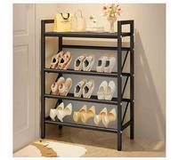 Zapatero de metal con 4 estantes, diseño de espacio abierto, gran capacidad y estante superior para almacenamiento adicional, color negro, 90 cm, perfecto para uso doméstico y de entrada