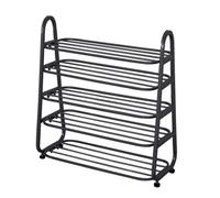 Zapatero de metal de 5 niveles para almacenamiento de alta capacidad para pasillo y sala de estar, zapatero de hierro, diseño elegante (negro, 80 x 25 x 80 cm)