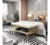 Zapatero de metal de alta calidad con asiento de piel sintética, banco de entrada moderno, elegante organizador de porche, almacenamiento versátil al final de la cama para zapatos y accesorios