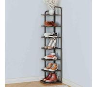 Zapatero de metal delgado con estantes abiertos para entrada y dormitorio, solución de almacenamiento