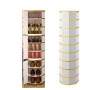 Zapatero de metal giratorio de 360°, estante esquinero para zapatos, armario de almacenamiento redondo vertical, organizador independiente, diseño moderno para 12 pares, solución que ahorra espacio