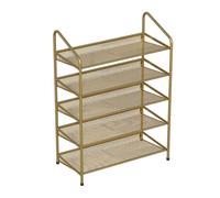 Zapatero de metal multicapa que ahorra espacio para entrada y sala de estar, soporte de zapatos de hierro de gran capacidad (dorado, 65 x 26 x 92 cm)