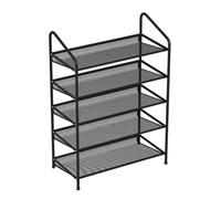 Zapatero de metal Nizer - Almacenamiento de zapatos multicapa de gran capacidad que ahorra espacio para entrada y sala de estar (negro, 65 x 26 x 77 cm)