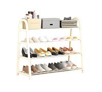 Zapatero de pie AShape de 4 niveles, apilable, para 1216 pares, estante de almacenamiento de fácil montaje para entrada, armario, garaje, dormitorio, color blanco
