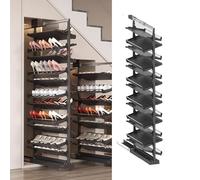 Zapatero de ratán ajustable - Zapatero de metal apilable extraíble para armarios de dormitorio pequeños, estante vertical que ahorra espacio para almacenamiento y fácil acceso