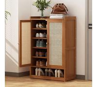 Zapatero de ratán para entrada, zapatero a prueba de polvo con 2 puertas, 3 puertas o 4 puertas, armario de almacenamiento moderno para tacones y pantuflas, organizador de zapatos para sala de estar,
