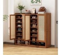 Zapatero de ratán para entrada, zapatero a prueba de polvo con 2 puertas, 3 puertas o 4 puertas, armario de almacenamiento moderno para tacones y pantuflas, organizador de zapatos para sala de estar,