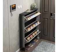 Zapatero delgado de 3 niveles, color gris, estante de almacenamiento para zapatos, zapatos estrechos para pasillo y puerta delantera, elegante solución de almacenamiento de zapatos, 100 cm