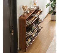 Zapatero delgado de madera con zapatero ventilado extraíble, solución de almacenamiento que ahorra espacio para entrada, pasillo, dormitorio y sala de estar, organiza zapatos y accesorios