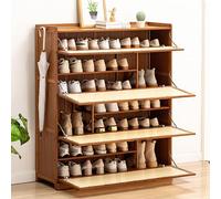 Zapatero delgado de varios niveles para pasillo, cajones plegables y ganchos altos, para dormitorio, sala de estar, diseño de ahorro de espacio (80 x 33 x 115 cm)