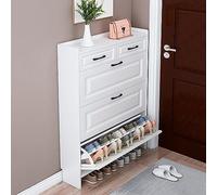 Zapatero delgado independiente que ahorra espacio, almacenamiento estrecho para zapatos con cajones desplegables, eficiente nizador de entrada para almacenamiento oculto de zapatos, perfecto para