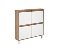 Zapatero dewe 4 puertas abatibles blanco/natural 110x110x20 cm