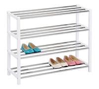 Zapatero Dublín con 4 estantes, color blanco, resistente de metal, para el pasillo y el almacenamiento de zapatos, organizador de zapatos, muebles de pasillo