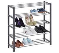Zapatero Dublín con 5 estantes, color gris, con estantes cromados, diseño moderno, duradero, resistente, práctico