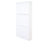 Zapatero DUNNE 3 - Armario zapatero estrecho de 3 puertas abatibles, capacidad hasta 18 pares, diseño compacto para pasillo o dormitorio, fabricado en acero - Medidas 50×13,5×103,5 cm (Blanco)
