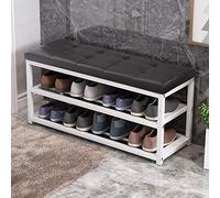 Zapatero duradero de 3 niveles con asiento de cuero acolchado que ahorra espacio para un almacenamiento eficiente en pasillos y entradas, solución resistente de almacenamiento de calzado